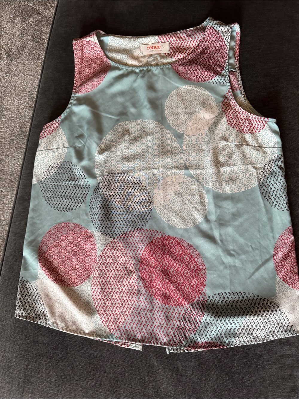 Renee C. Light Blue Sleeveless Camisole with Pink and Cream Dot Print